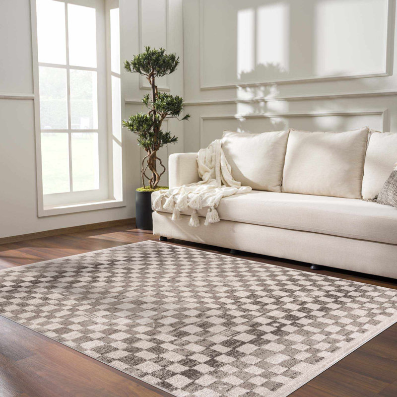 Union Rustic Jasha Checkered Beige/Brown Area Rug & Reviews | Wayfair